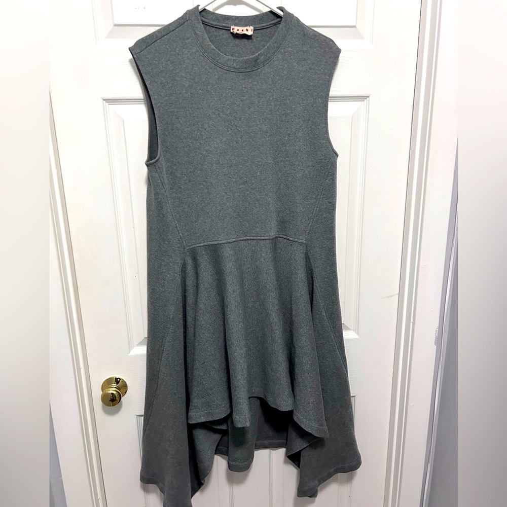 Marni Gray Sideswept Sleeveless High-Low Dress